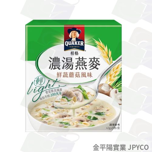 桂格 濃湯燕麥(鮮蔬蘑菇風味) 43g*5包/盒 12盒/箱